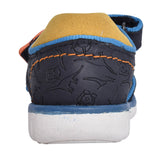 Boys Roam Plane Navy Leather Velcro Sandal In Kids G Fit