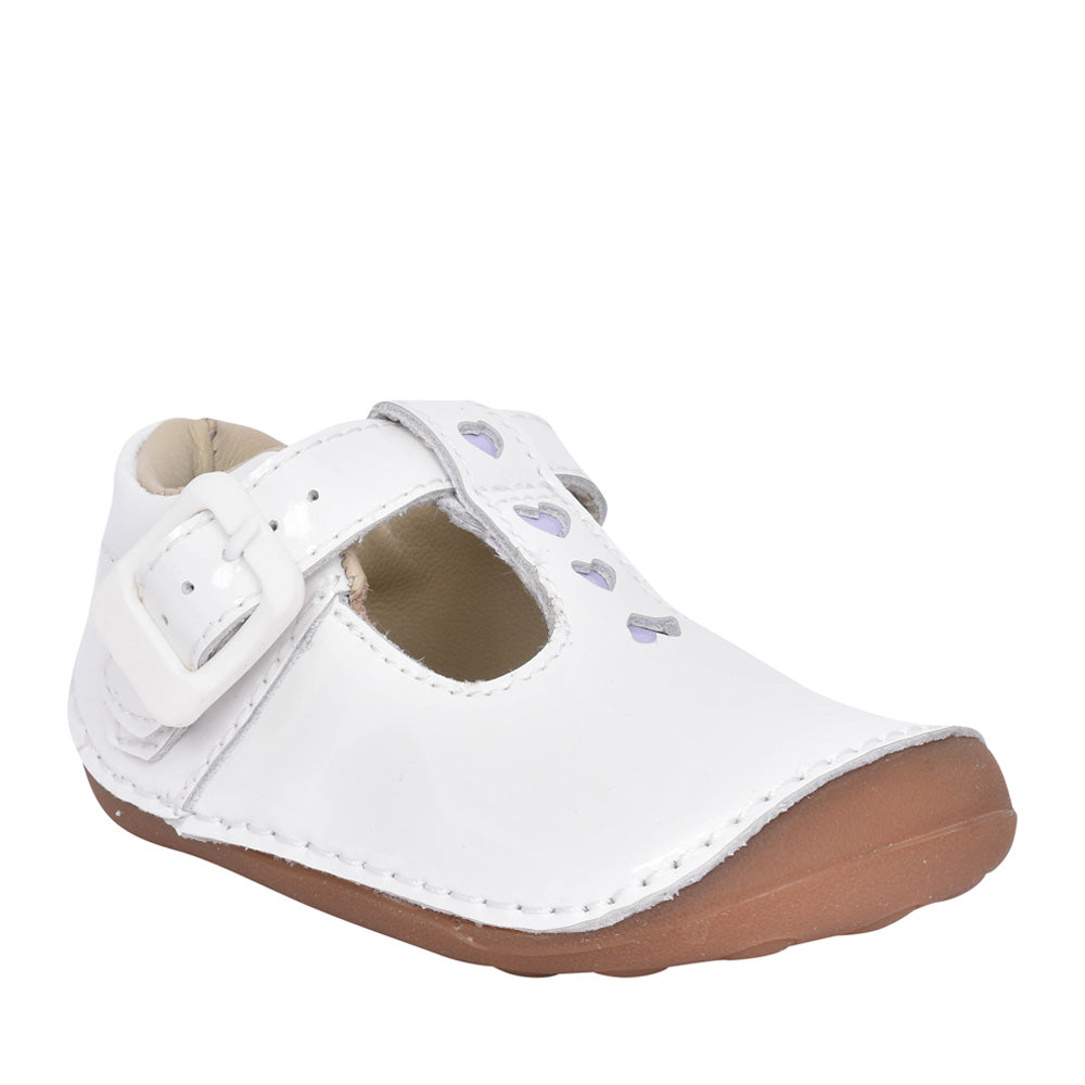 Girls Tiny Beat T White Patent T-bar Shoe In Kids F Fit