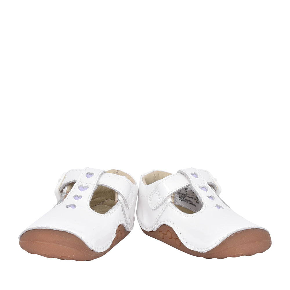 Girls Tiny Beat T White Patent T-bar Shoe In Kids F Fit