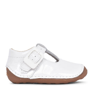 Girls Tiny Beat T White Patent T-bar Shoe In Kids G Fit