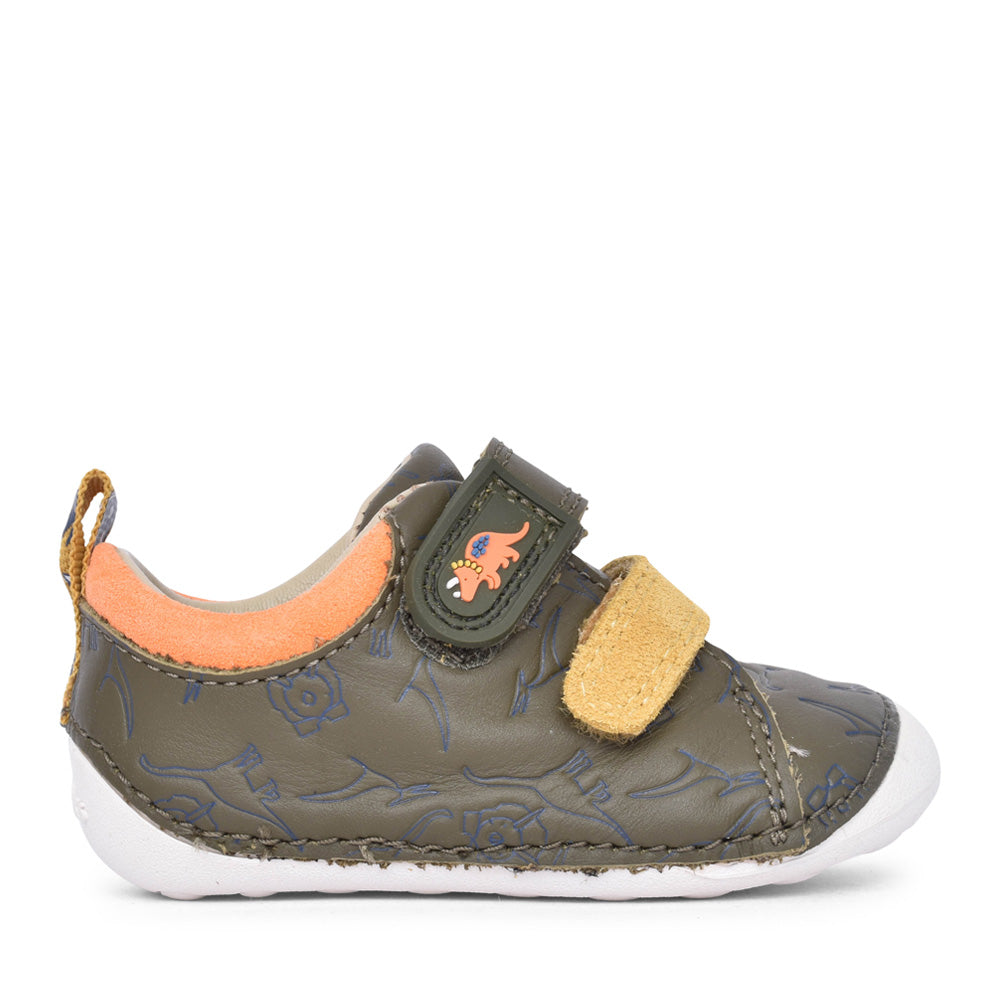 Boys Tiny Rex T Khaki Interest Velcro Shoe In Kids G Fit