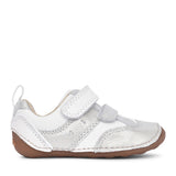 Girls Tiny Sky T White Metallic Velcro Shoe In Kids F Fit