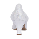 Ladies 3030 Low Heel Court Shoe In Silver