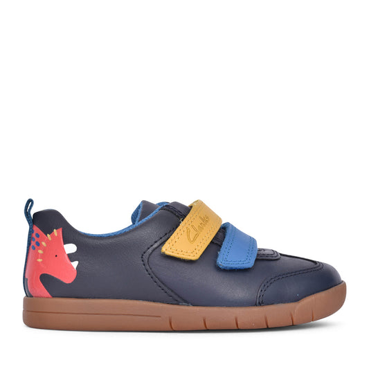 Boys Den Play K Navy Leather Shoe In Kids G Fit