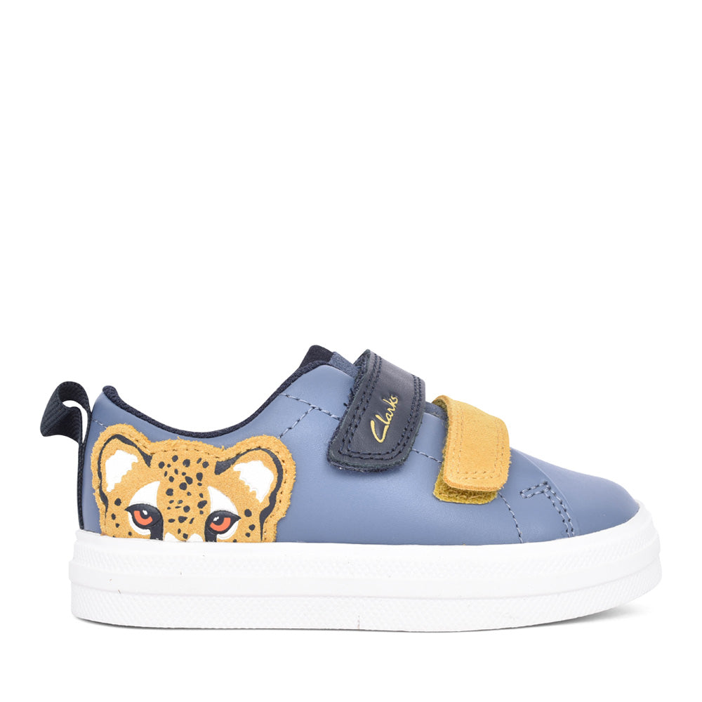 Boys Nova Cheat K Denim Blue Leather Shoe In Kids G Fit