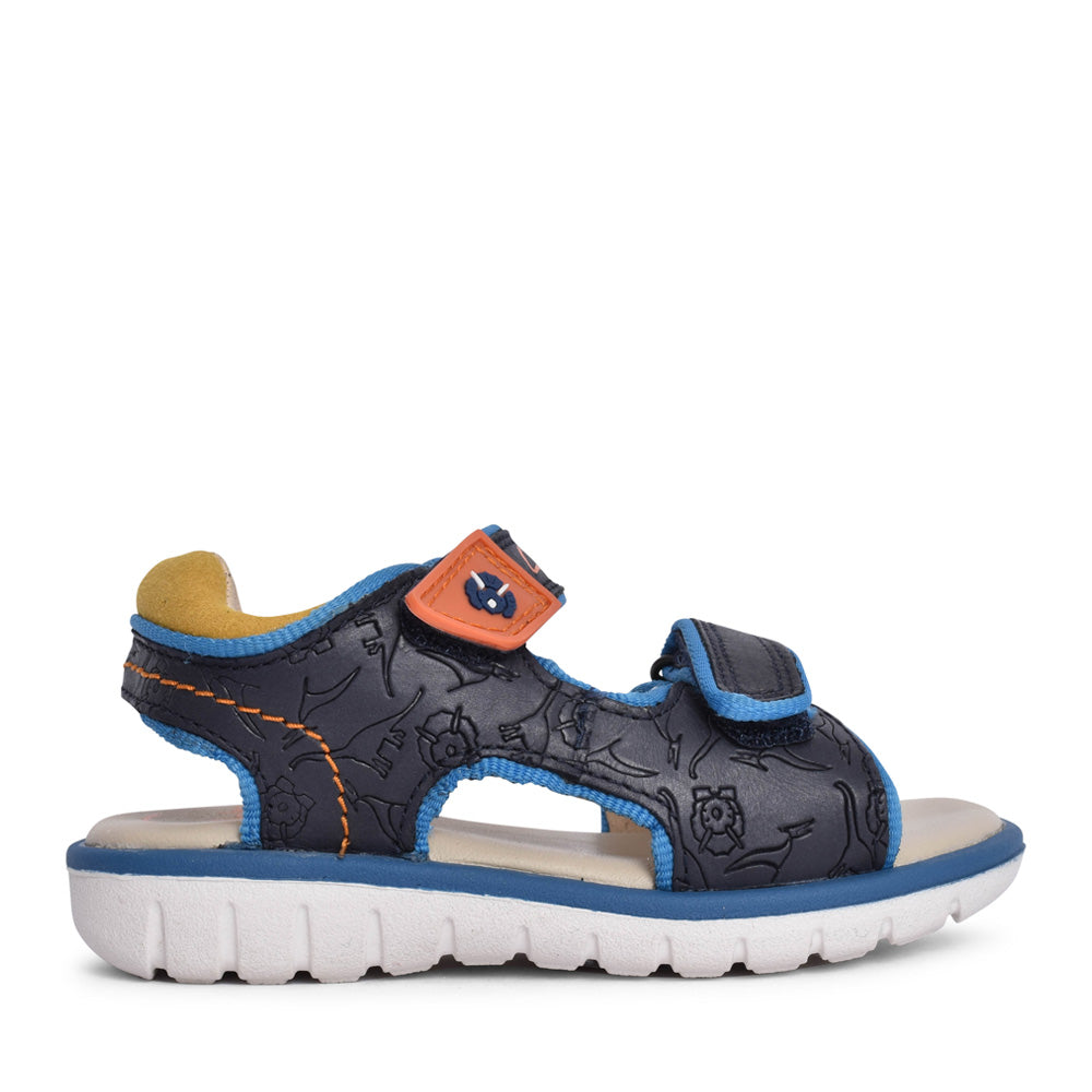 Boys Roam Plane K Navy Leather Sandal In Kids G Fit