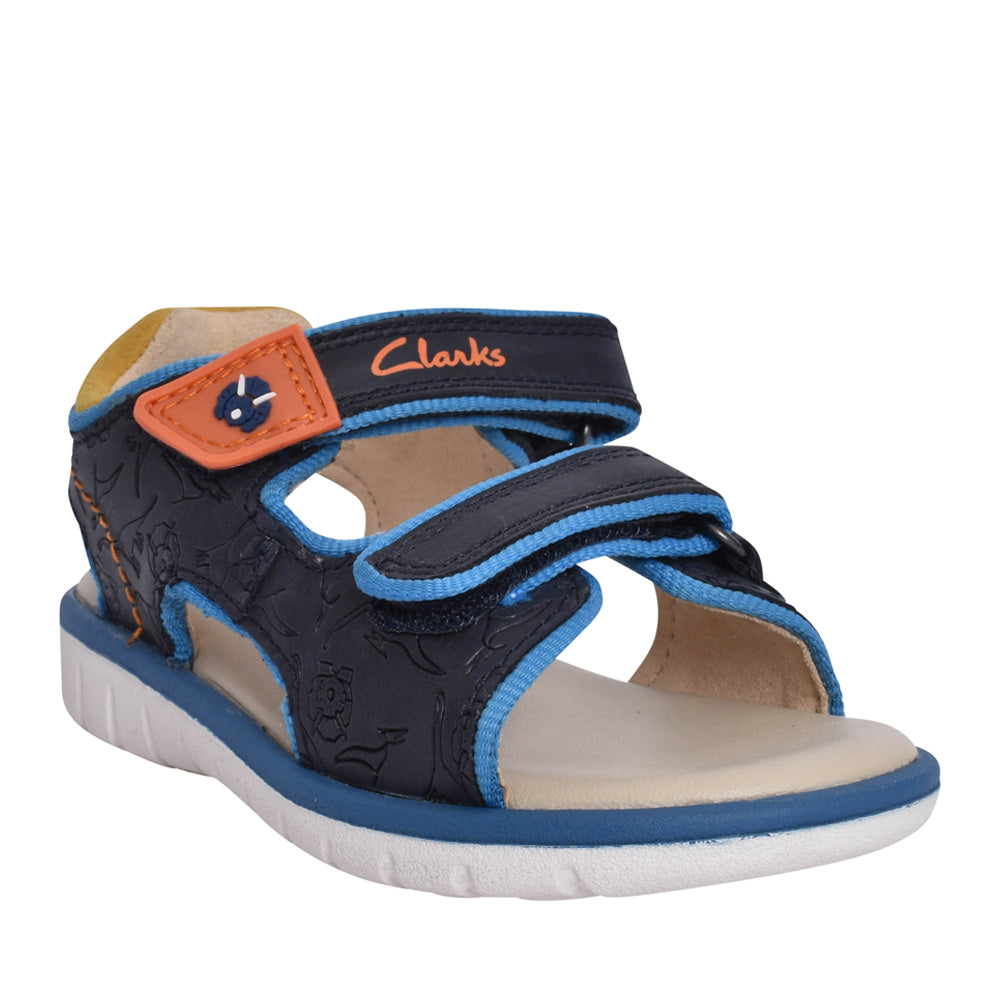 Boys Roam Plane K Navy Leather Sandal In Kids G Fit