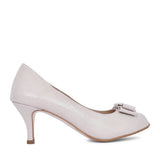 Ladies Rp0008 Medium Heel Peep Toe In Beige