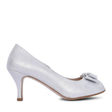 Ladies Rp0008 Medium Heel Peep Toe In Silver