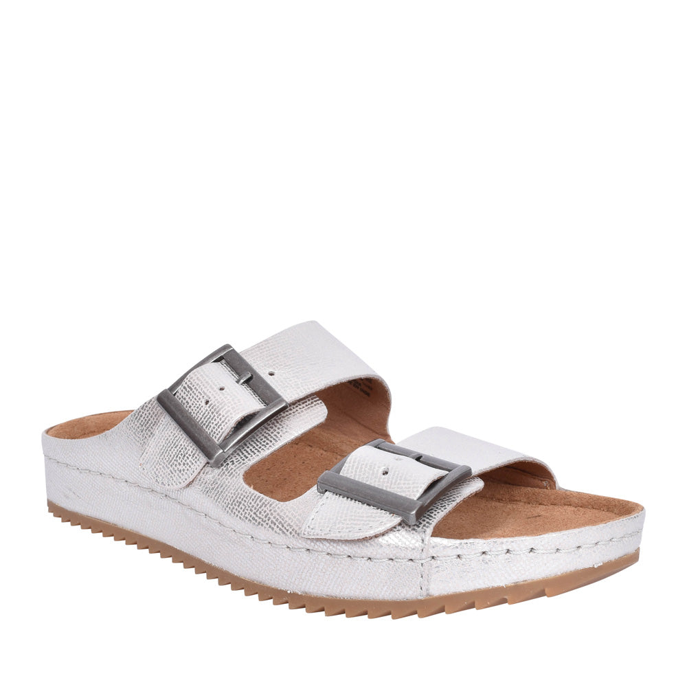 Ladies Brookleigh Sun Leather D-fit Mule In Silver