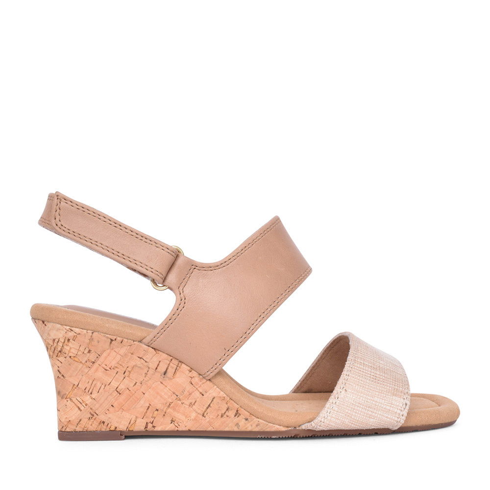 Ladies Kyarra Faye Leather E-fit Sandal In Beige