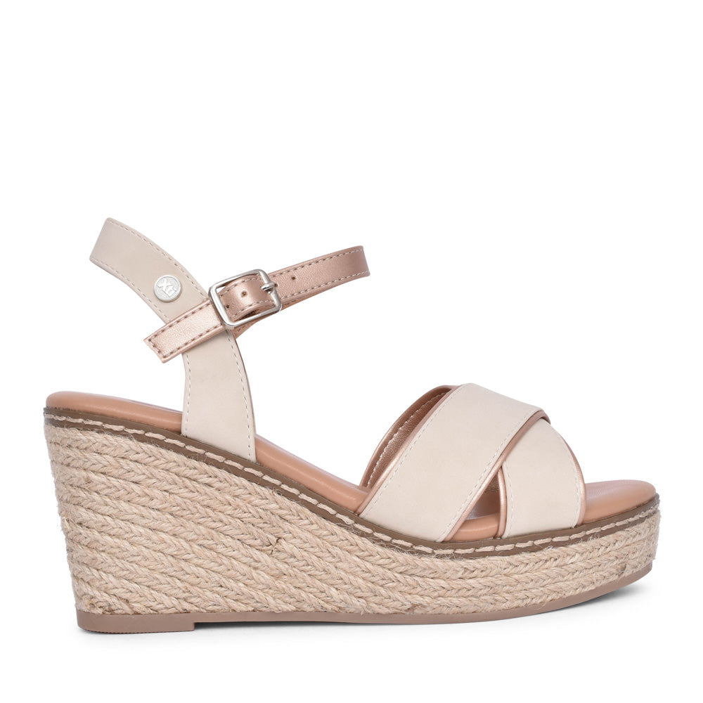 Ladies 141282 Wedge Sandal In Beige