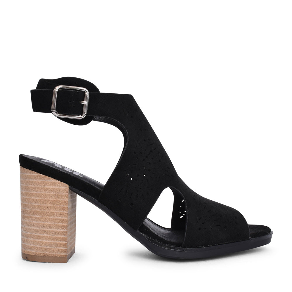 Ladies 141098 Block Heeled Sandal In Black