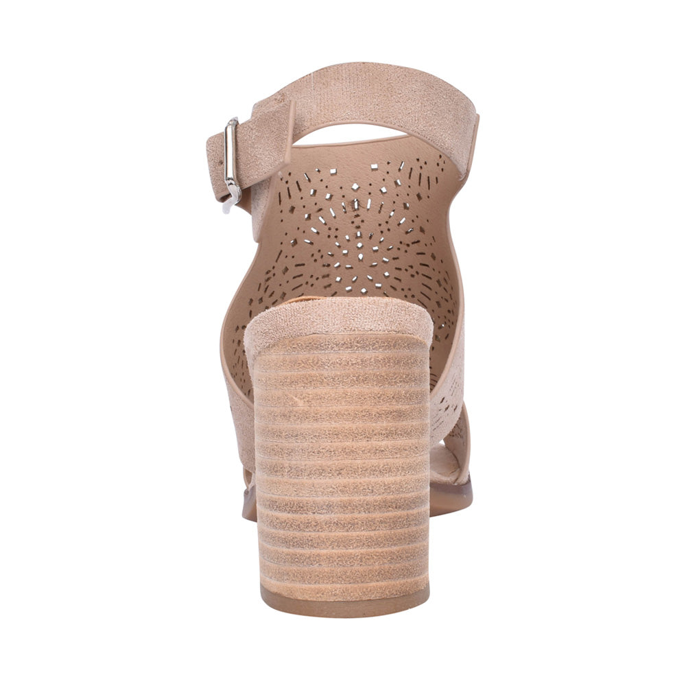 Ladies 141098 Block Heeled Sandal In Taupe