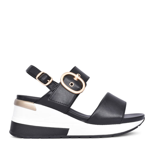 Ladies 141410 Wedged Sandal In Black