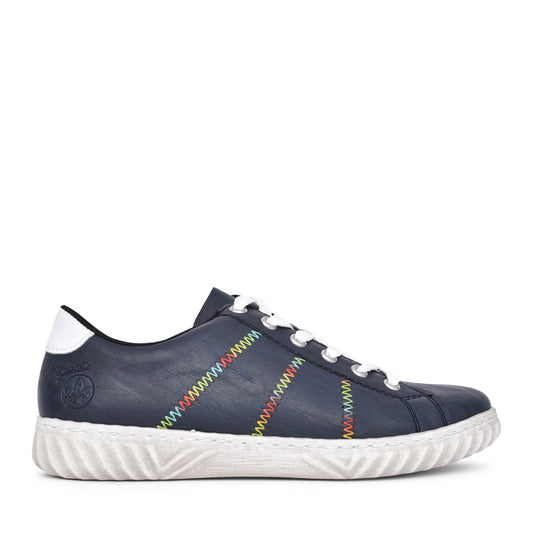 Ladies N0910 Laced Trainer In Navy