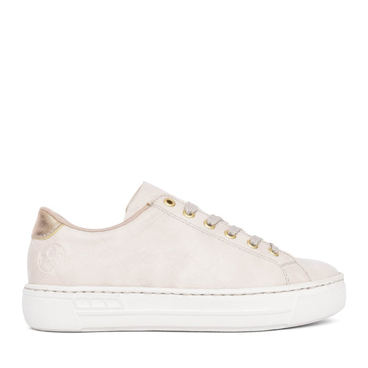 Rieker L9800 Laced Trainer In Beige