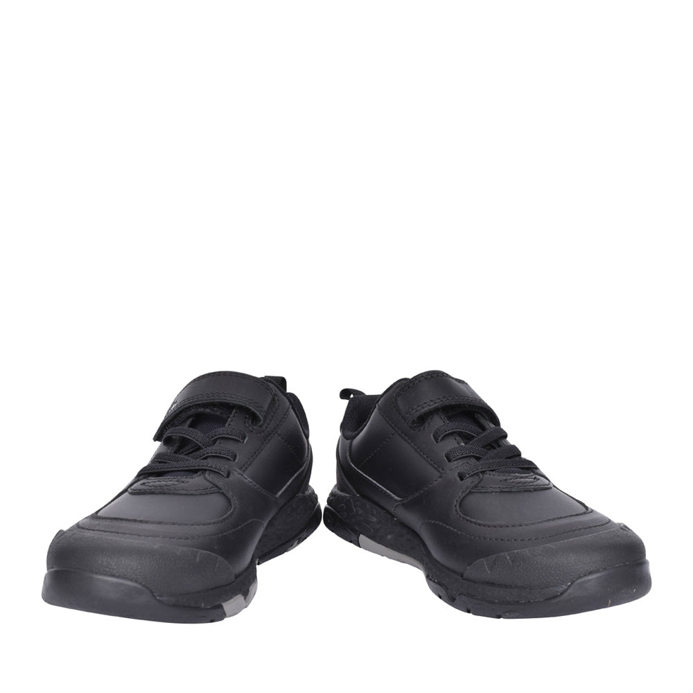 Boys Steggy Stride Black Leather Velcro Kids Shoe In Kids G Fit