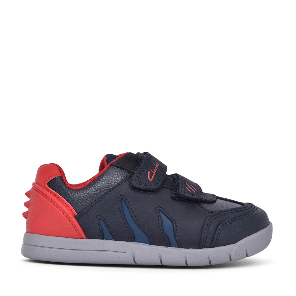 Boys Rex Play Navy/red Leather Shoe In Kids H Fit