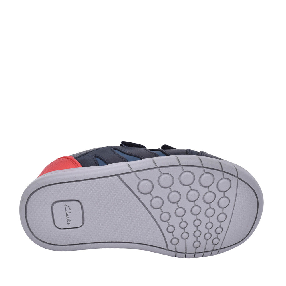Boys Rex Play Navy/red Leather Shoe In Kids H Fit