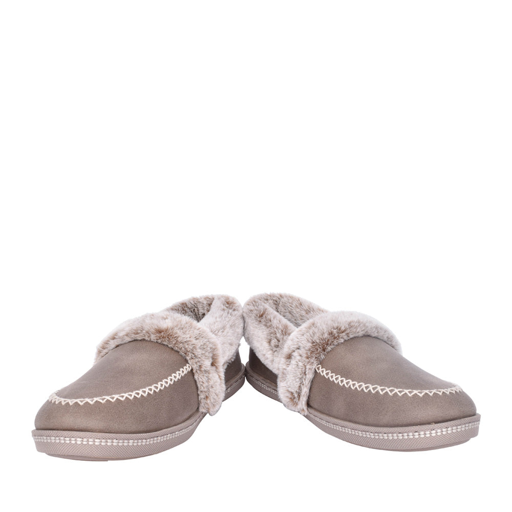 Ladies 167622 Cozy Campfire Full Slipper In Taupe