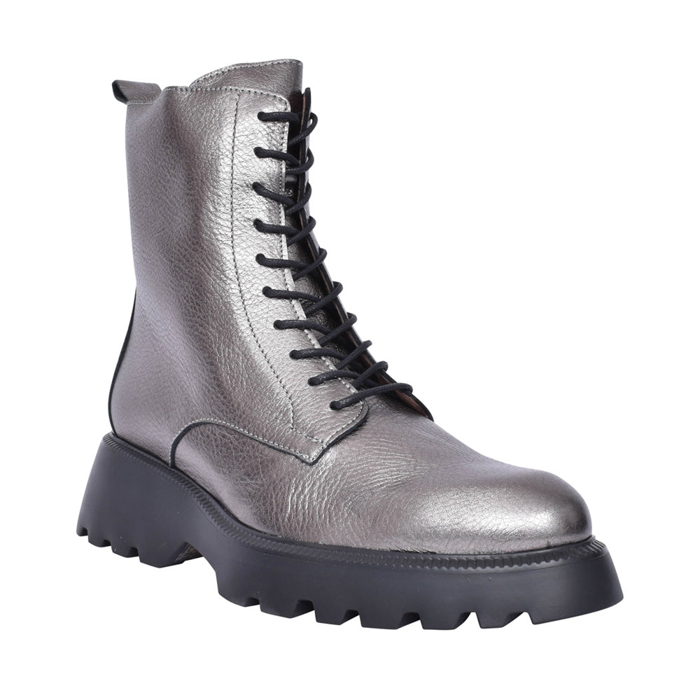 Ladies C-7205 Laced Calf Boot In Pewter