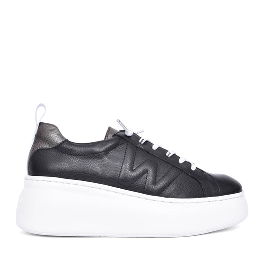Ladies A-2632 Wedge Laced Shoe In Black