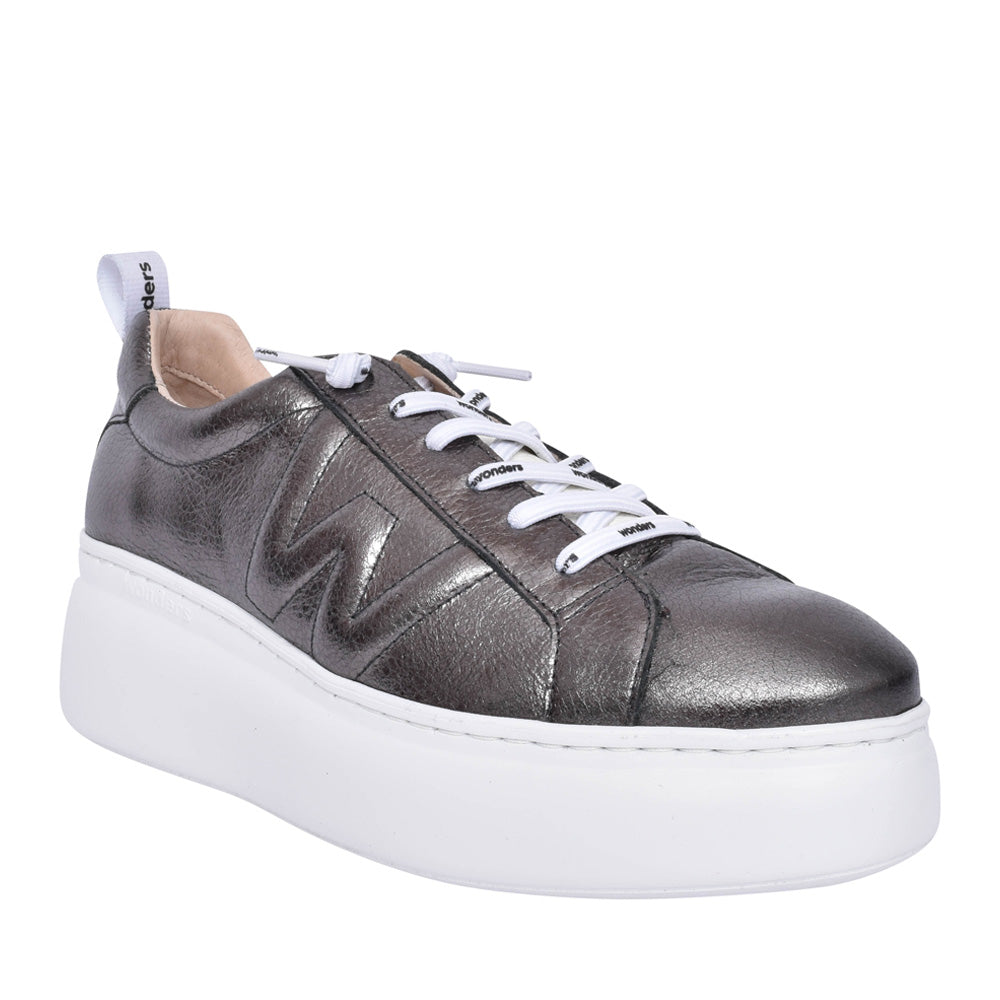 Ladies A-2632 Wedge Laced Shoe In Pewter