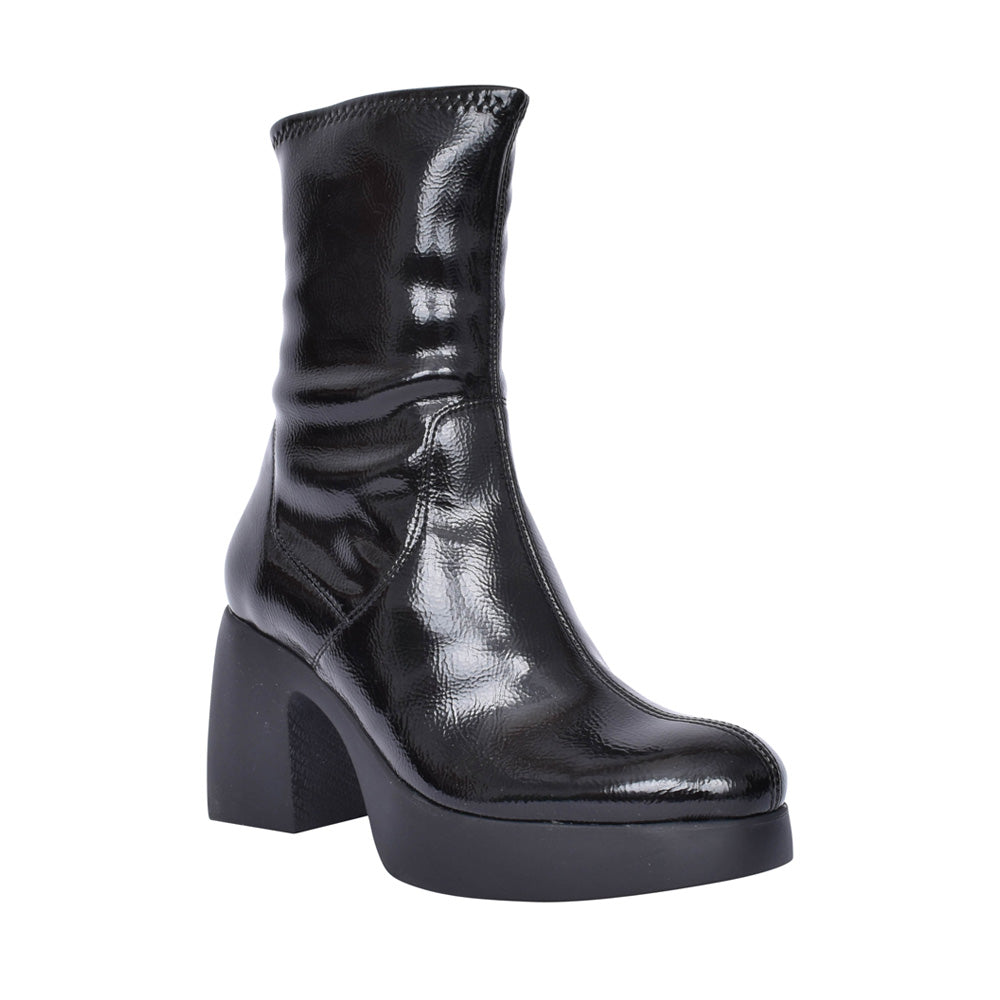 Ladies H-4942 Block Heel Calf Boot In Black