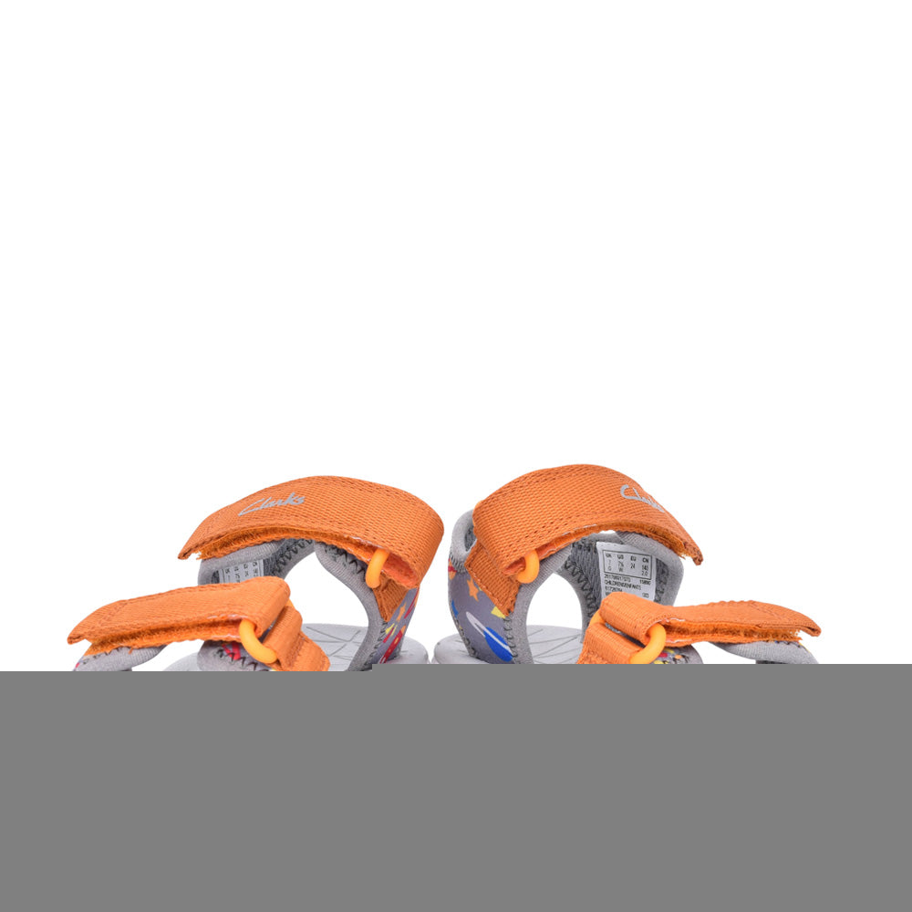 Boys Surfing Tide Grey/orange Velcro Sandal In Kids G Fit