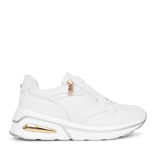 Ladies Steed Platform Laced Trainer In White