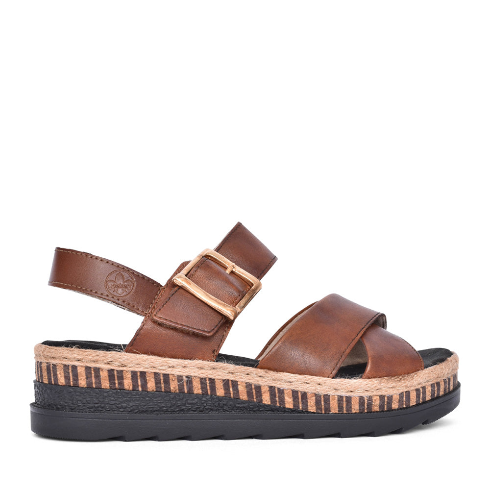 Ladies V7951 Low Heel Sandal In Brown