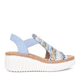 Ladies 69172 Medium Heel Sandal In Blue-multi