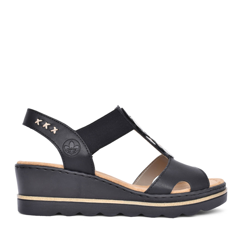Ladies 67498 Wedge Sandal In Black