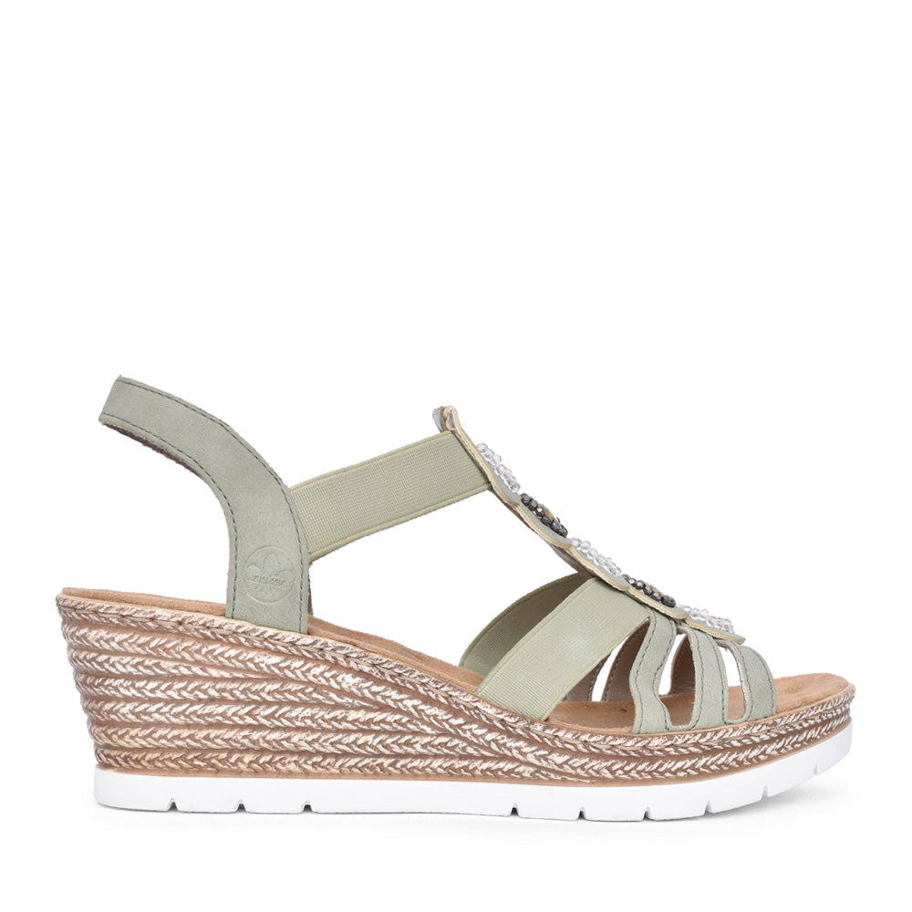 Ladies 619b2 Wedge Sandal In Green