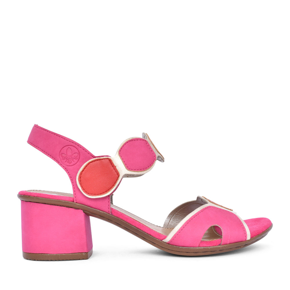 Ladies 64691 Low Heel Sandal In Fuchsia