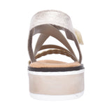 Ladies V3663 Low Heel Sandal In Gold