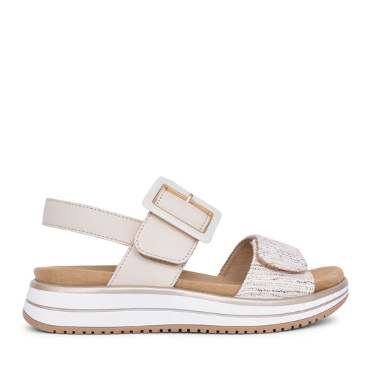 Ladies D1j53 Velcro Sandal In Beige