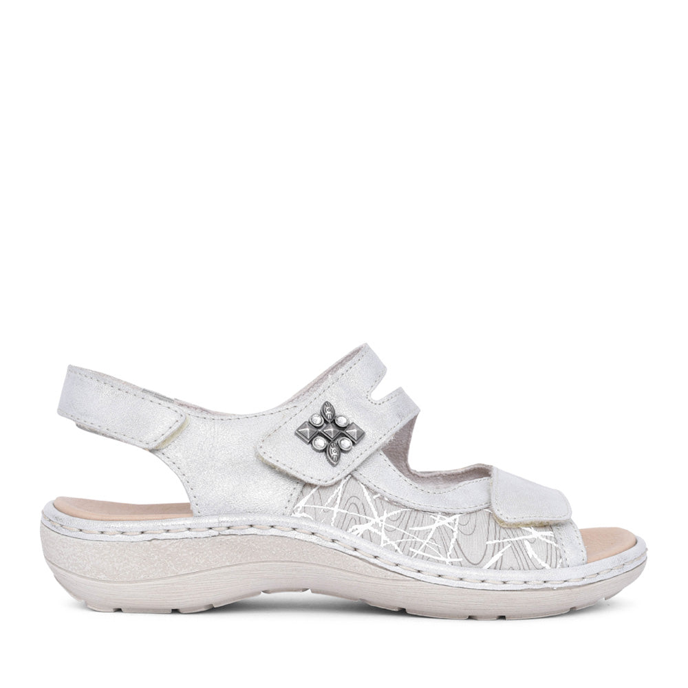 Ladies D7647 Velcro Sandal In Grey