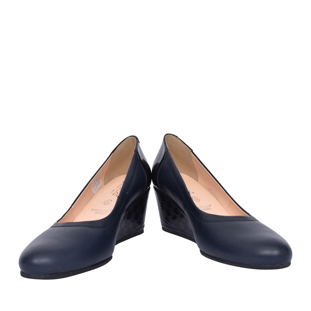 Ladies 5899 G-fit Wedge Court Shoe In Navy