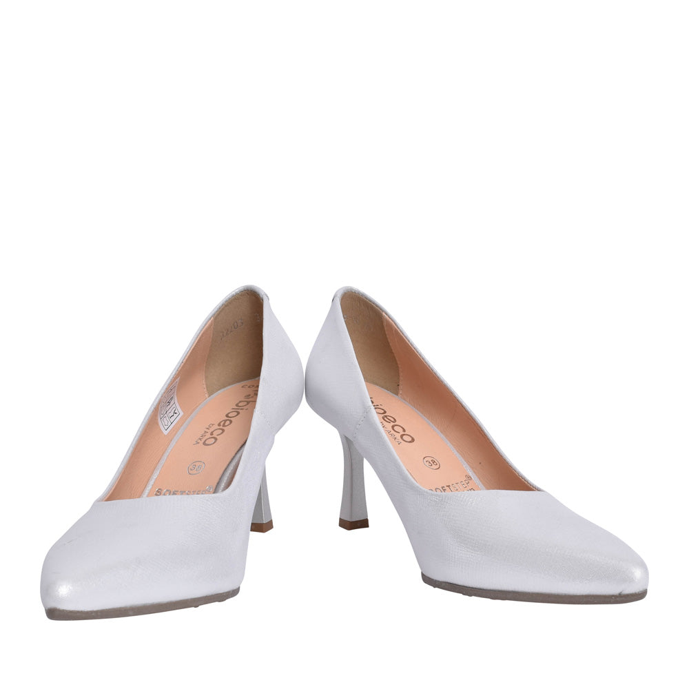 Ladies 6178 G-fit Medium Heel Court Shoe In Silver