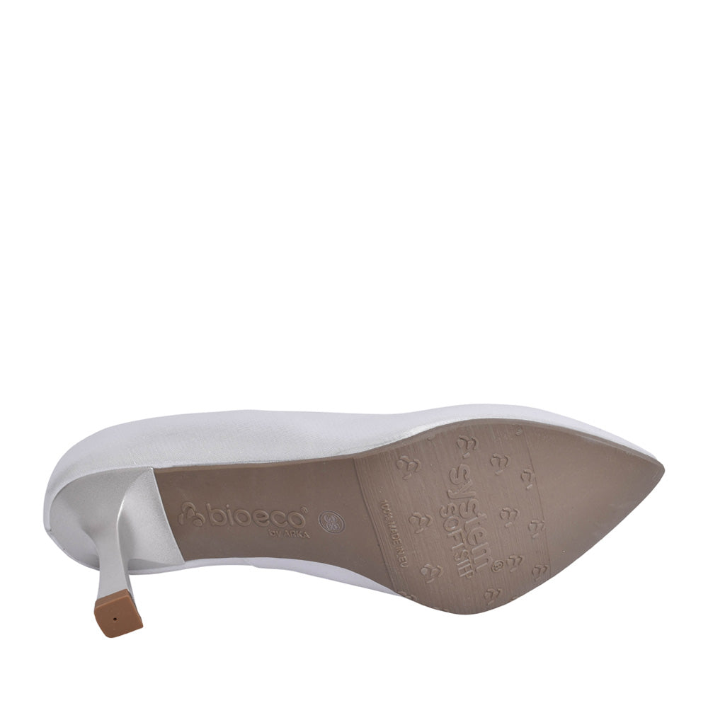 Ladies 6178 G-fit Medium Heel Court Shoe In Silver