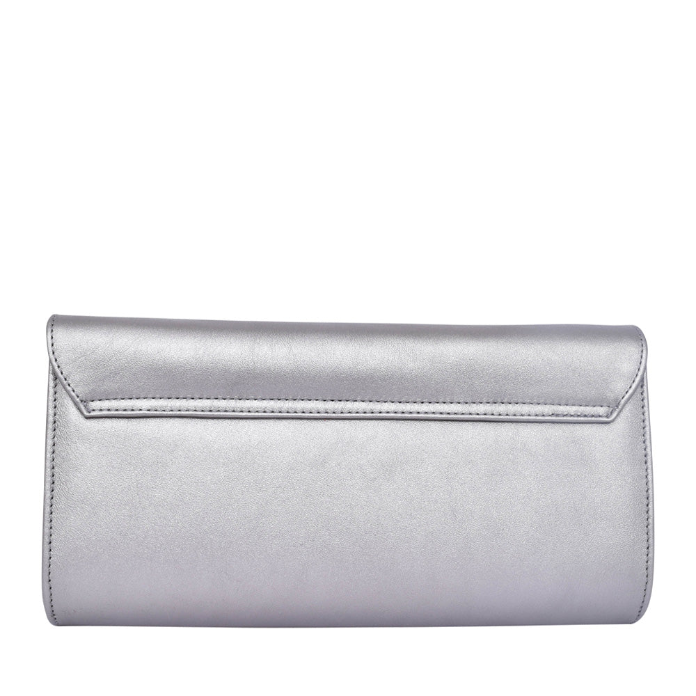 Ladies 310 Envelope Clutch Bag In Pewter