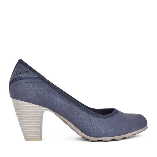 Ladies 5-22404 Medium Heel Court Shoe In Navy