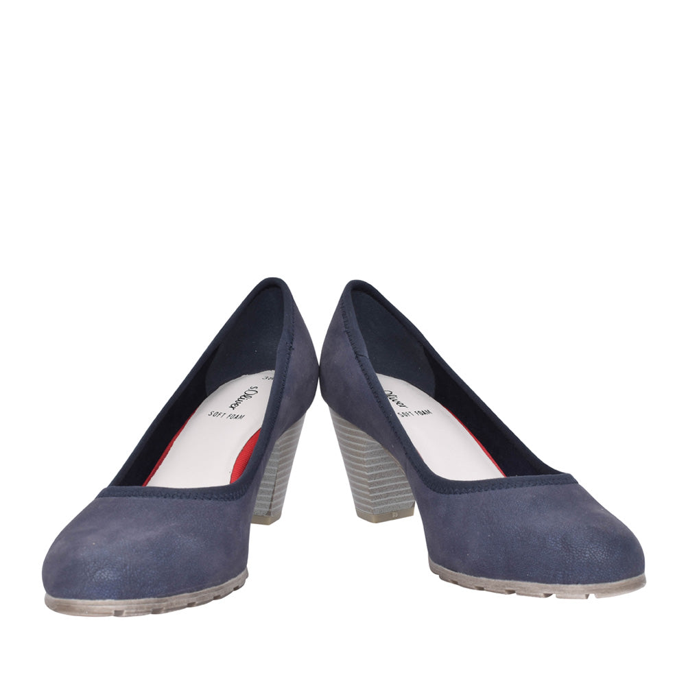 Ladies 5-22404 Medium Heel Court Shoe In Navy