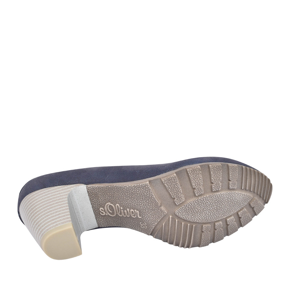 Ladies 5-22404 Medium Heel Court Shoe In Navy