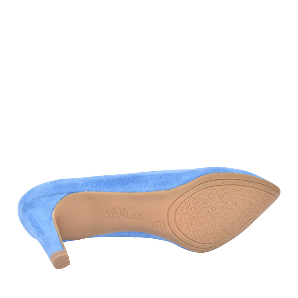 Ladies 5-22411 Medium Heel Court Shoe In Blue