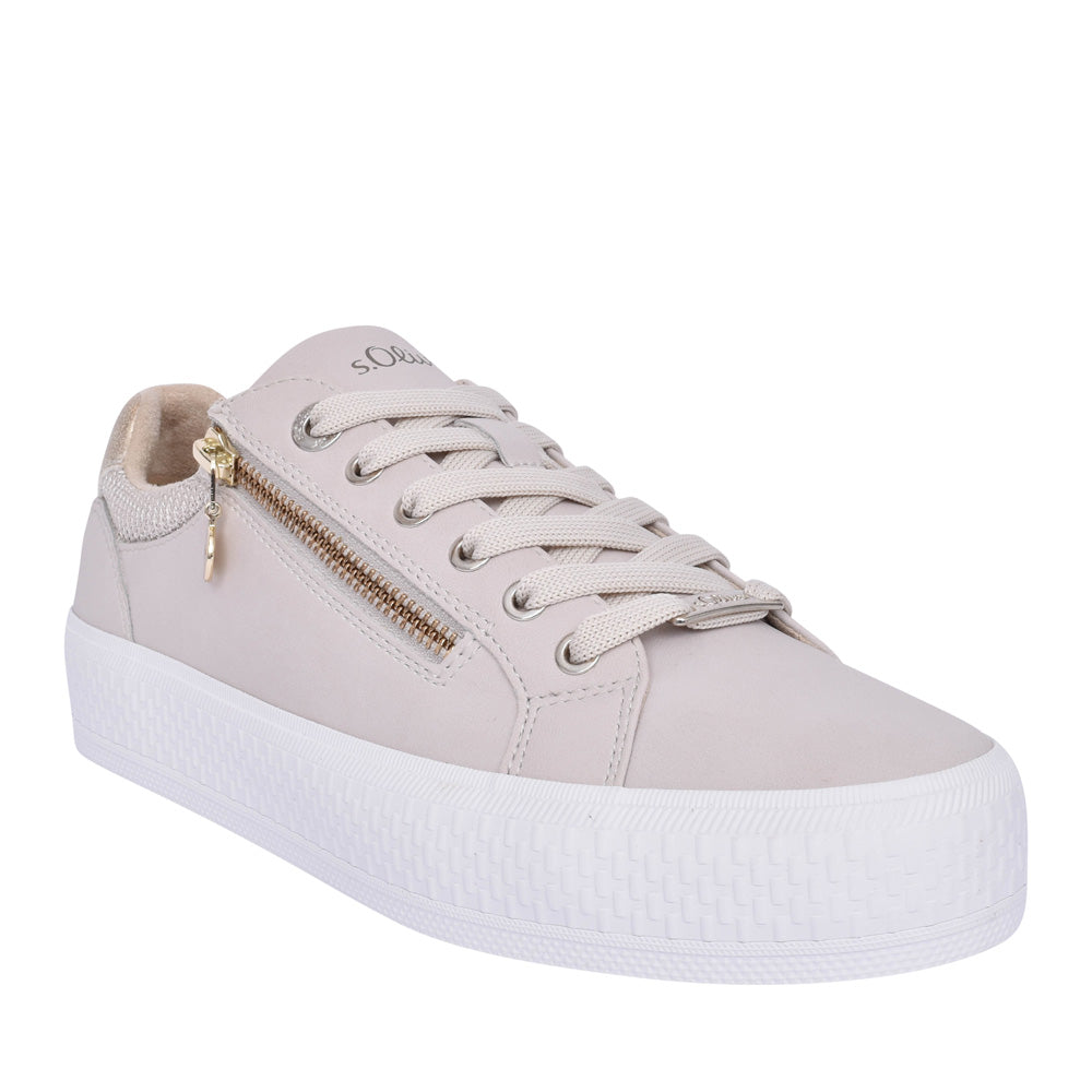 Ladies 5-23600 Laced Trainer In Beige