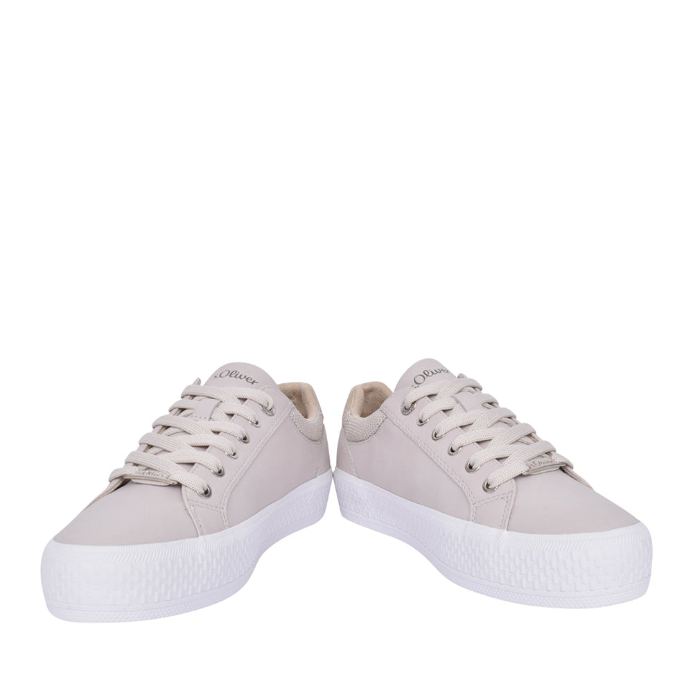 Ladies 5-23600 Laced Trainer In Beige