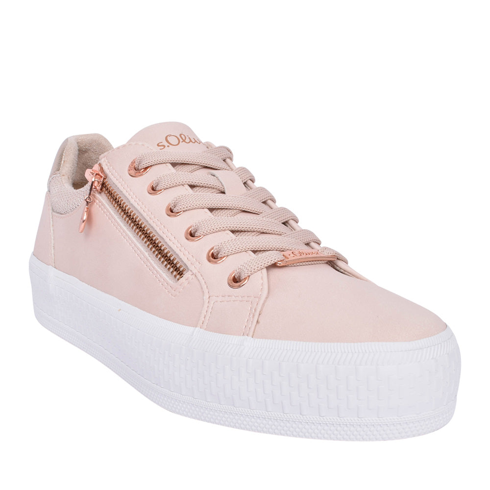 Ladies 5-23600 Laced Trainer In Rose